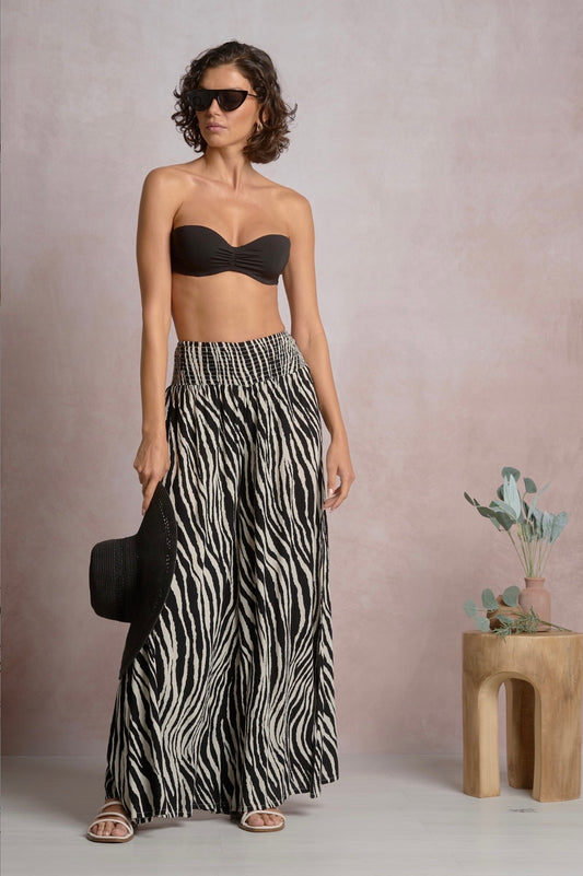 Black & White Zebra Print Wide Leg Pant
