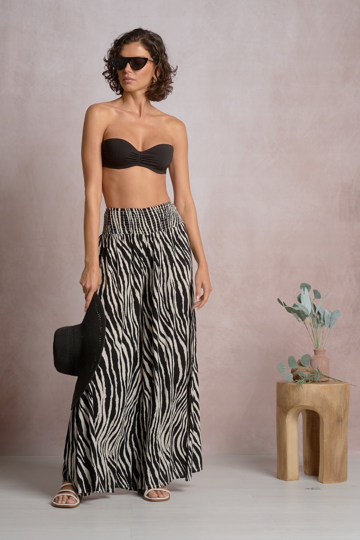 Black & White Zebra Print Wide Leg Pant