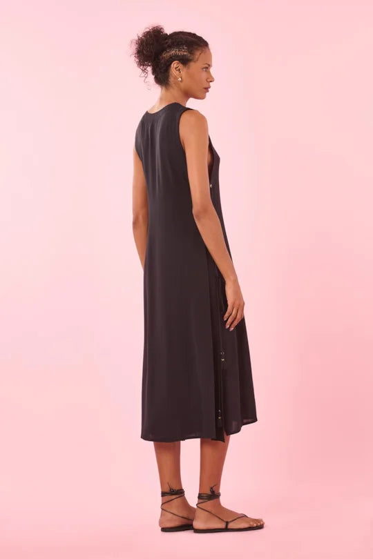 Black Dress with Orange Embroidery