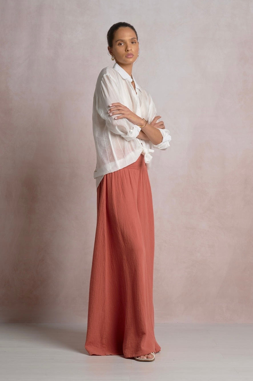 Orange Wide Leg Gauze Pants