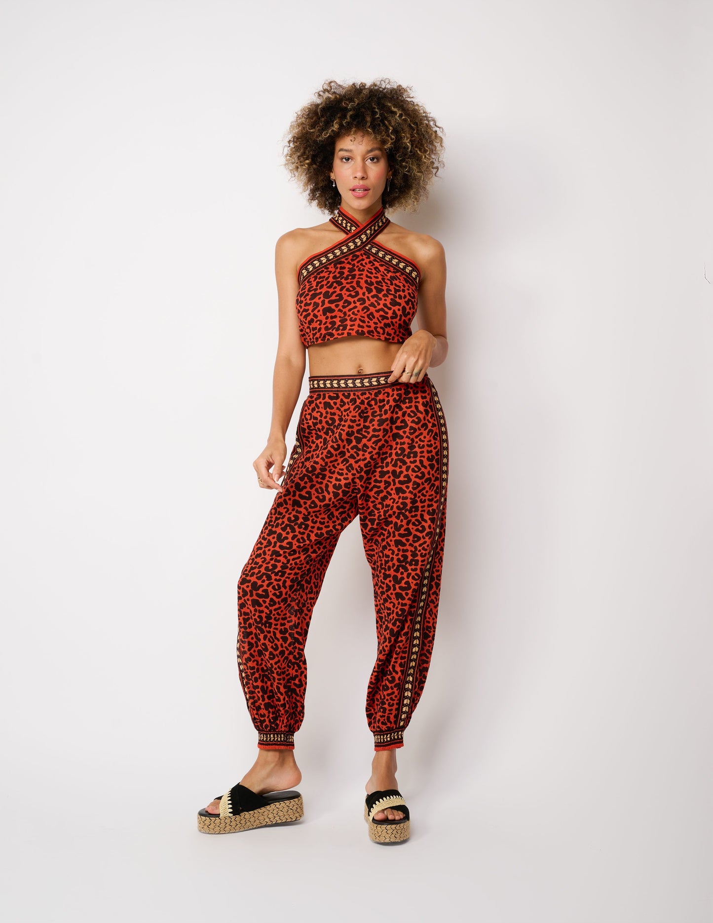 Red Animal Print Pants