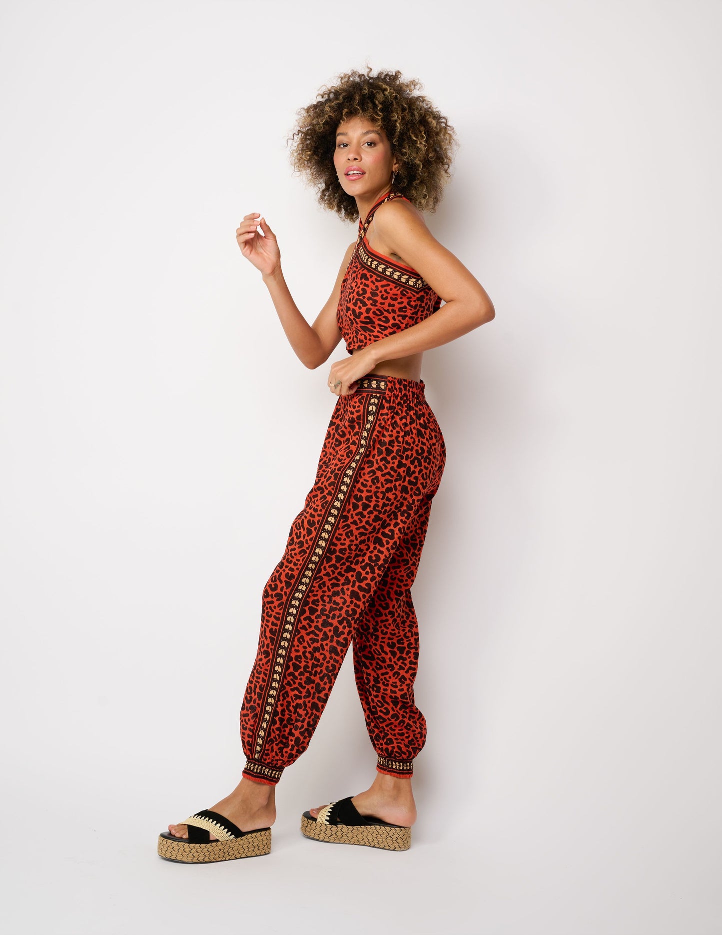 Red Animal Print Pants