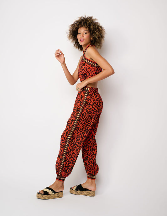 Red Animal Print Pants