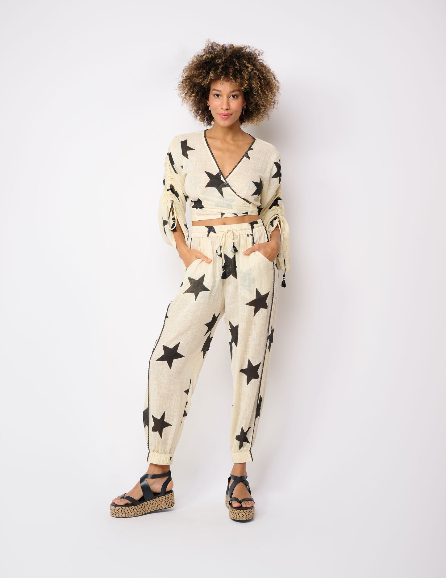 White & Black Star Pants