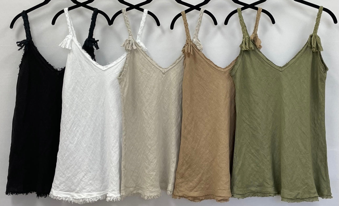 Linen Tank with Braided Strap