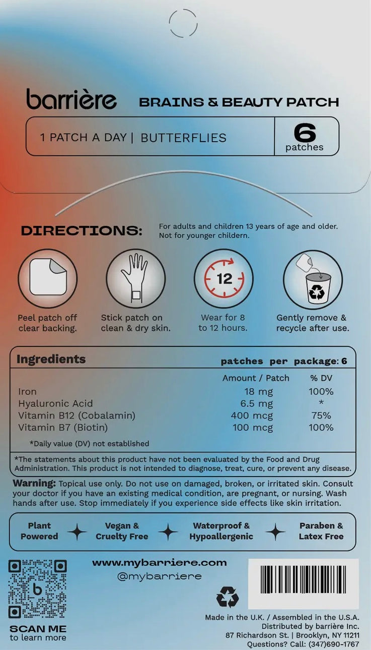 Brains & Beauty Vitamin Patch - Butterfly Print
