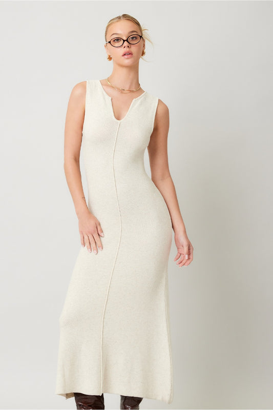 Cream Sleeveless Knit Dress
