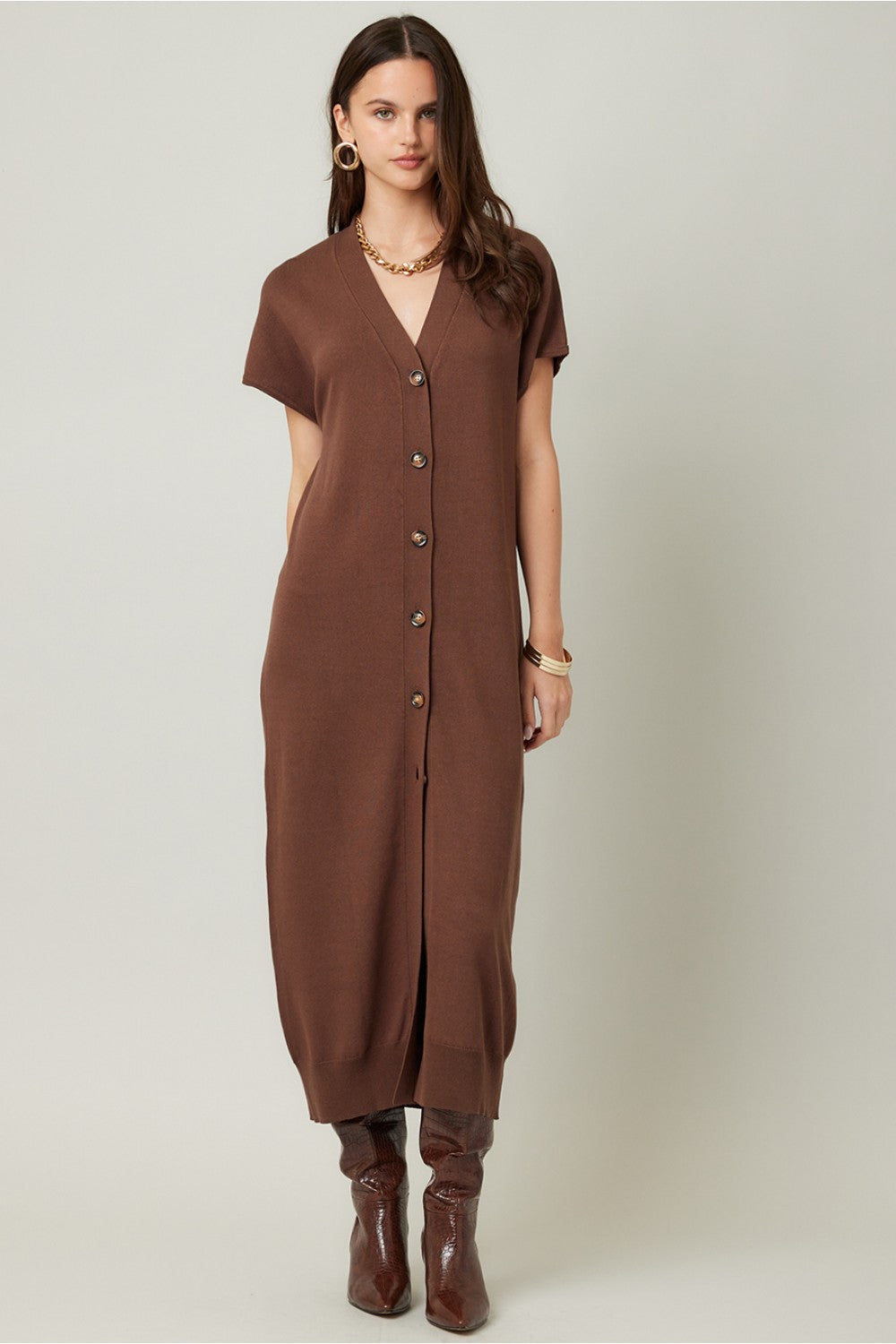 Brown Button Up Dress/Cardigan