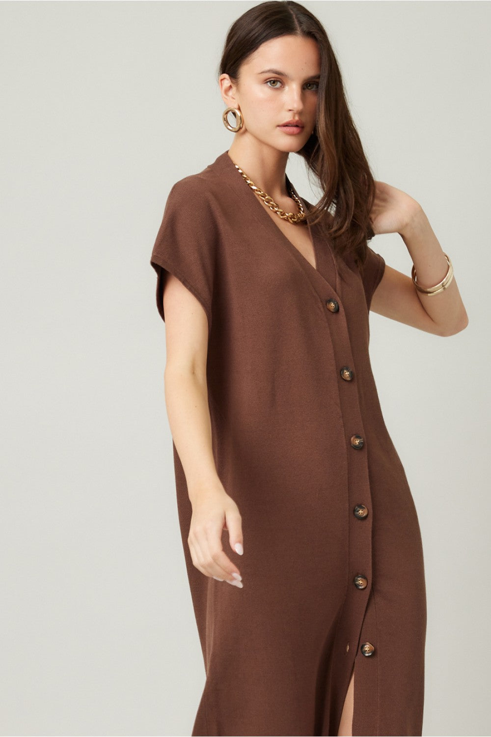 Brown Button Up Dress/Cardigan