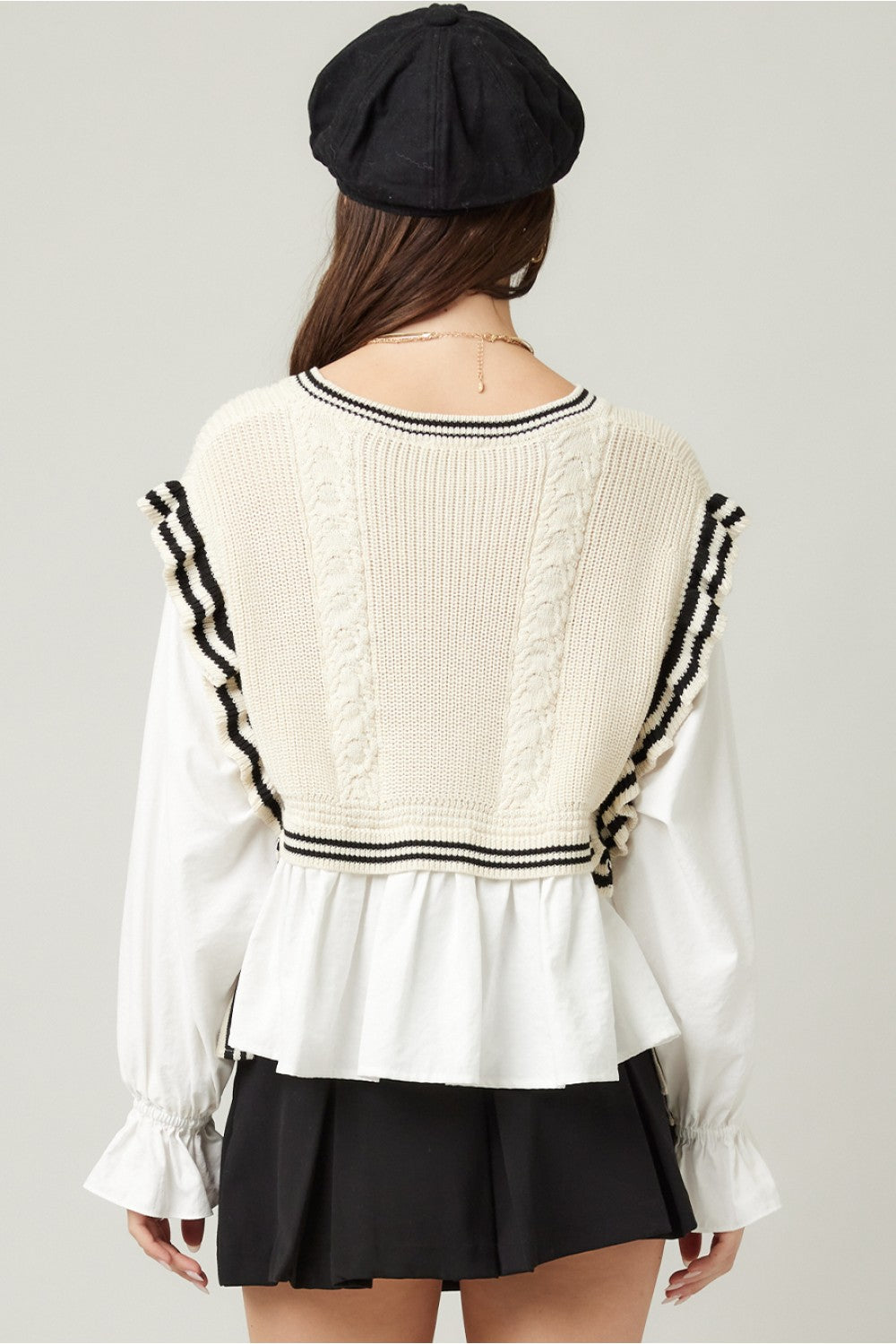 White Shirt With Knit Vest