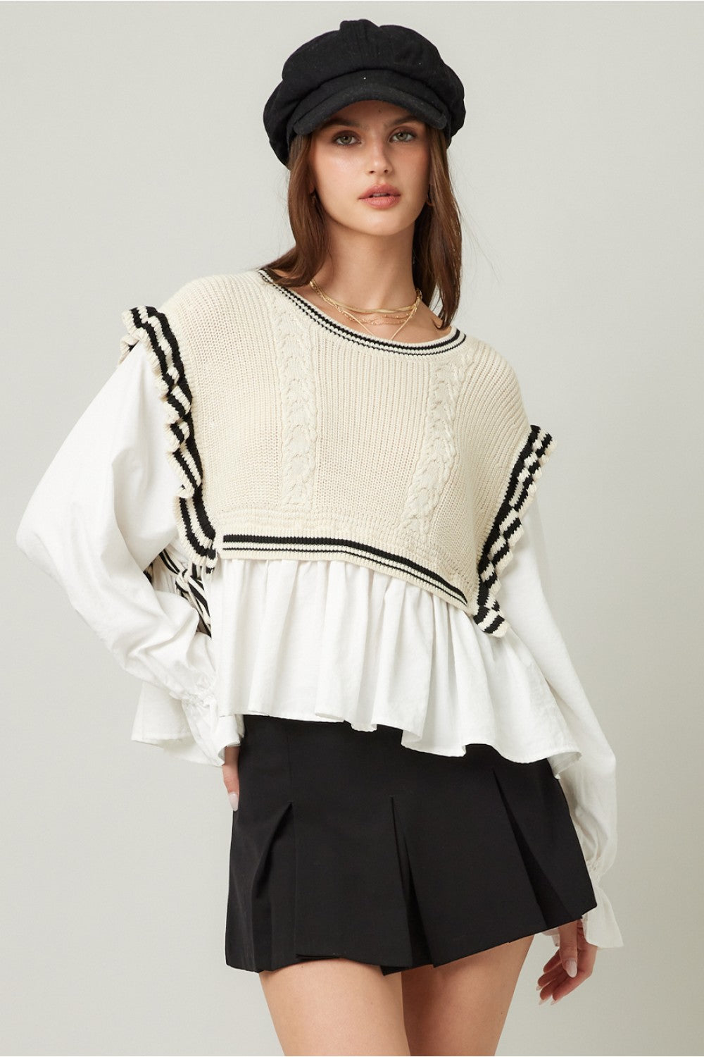 White Shirt With Knit Vest