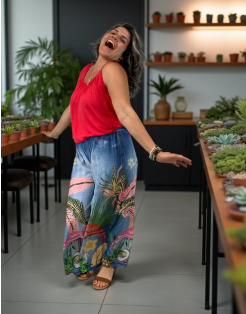 Silky Print Jeans