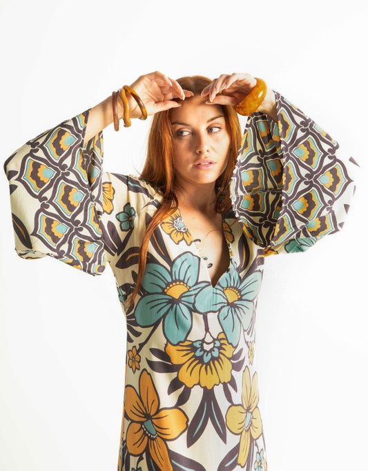 Blue Floral Tunic Dress