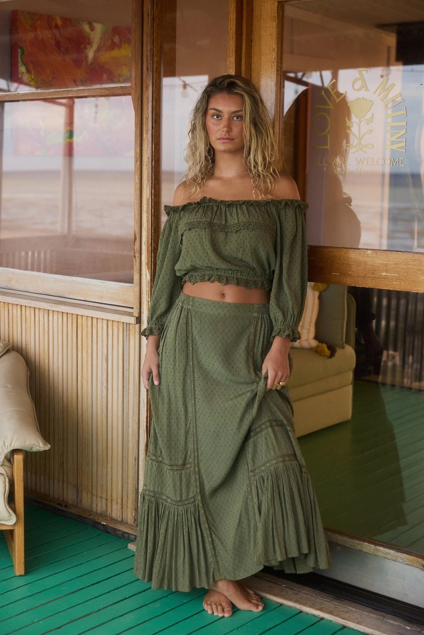 Khaki Green Skirt