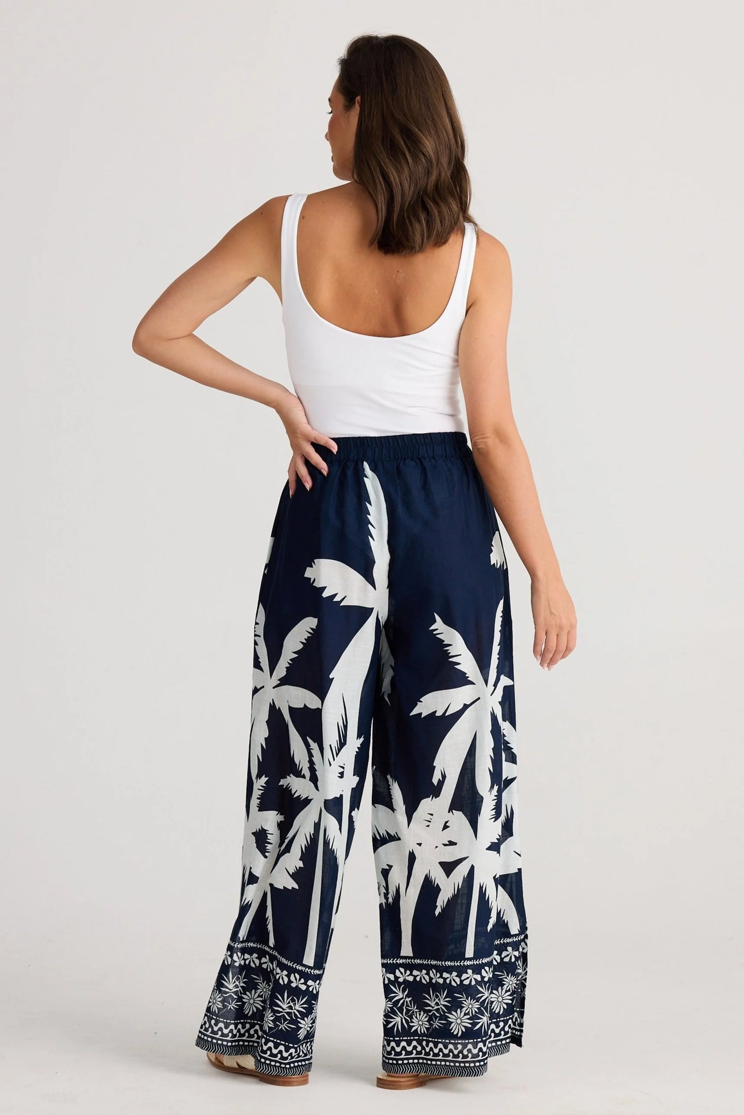 Navy Palm Pants