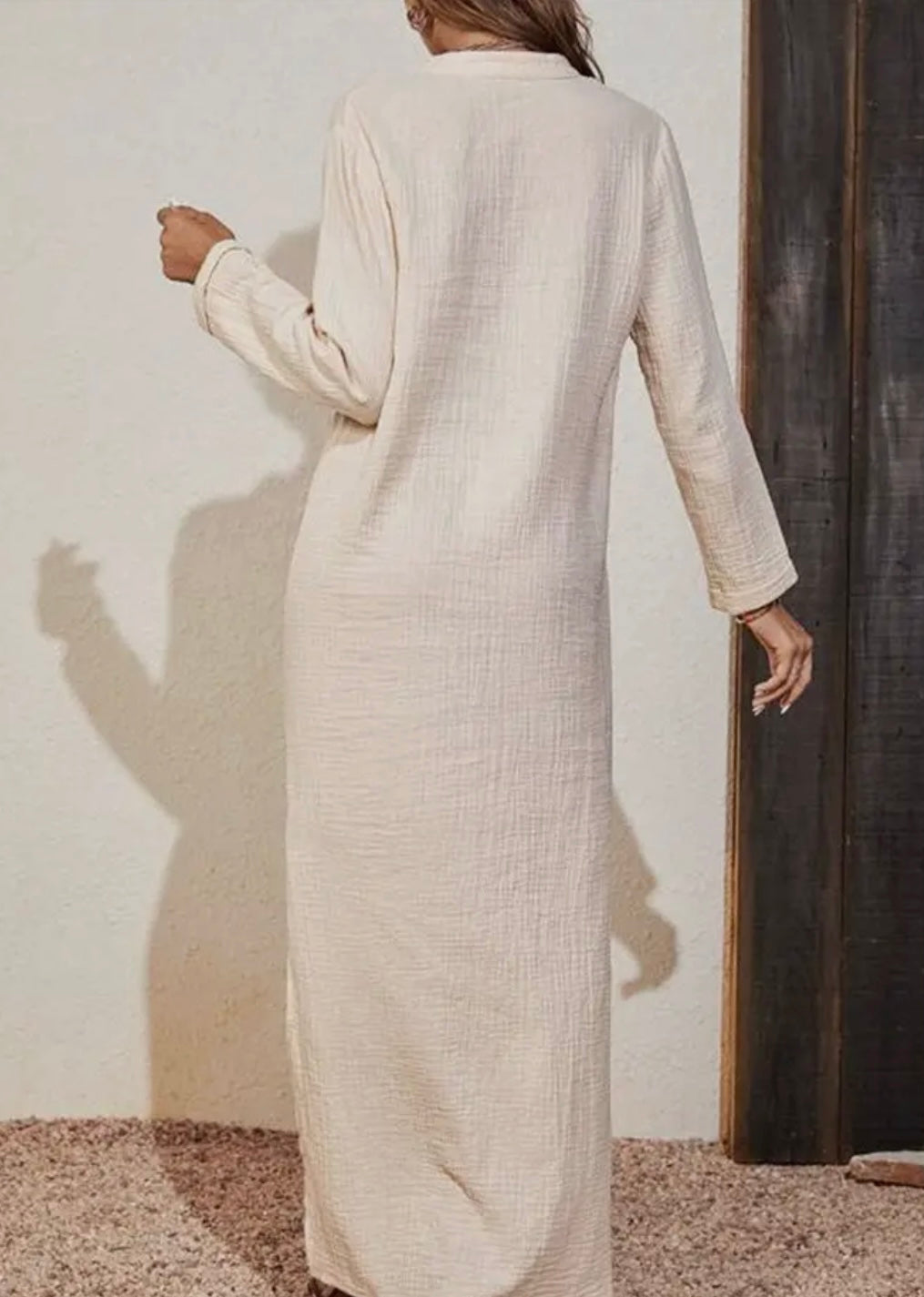 Natural V-Neck Gauze Dress