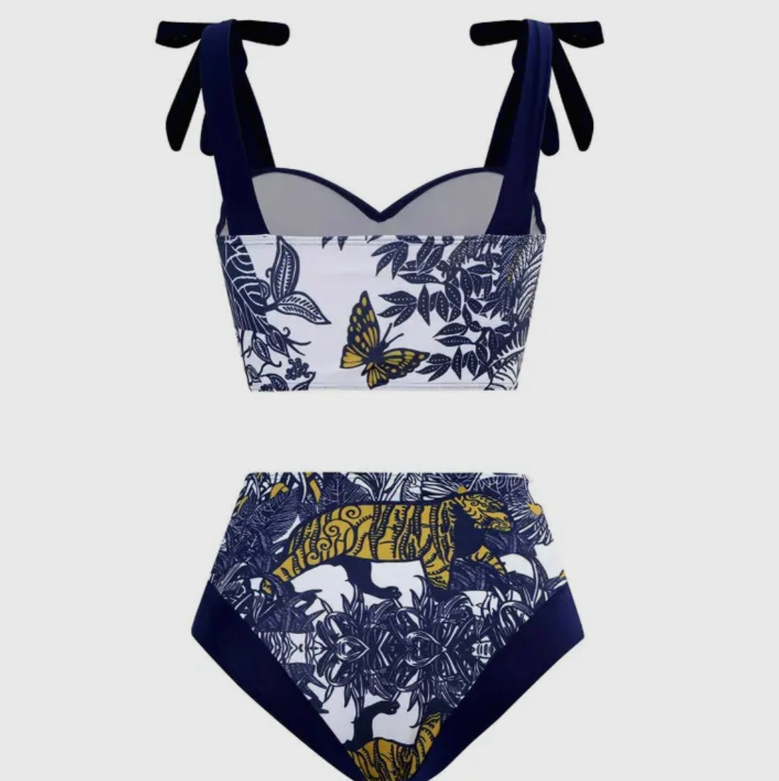 Blue Tiger Print Bikini Swim Set