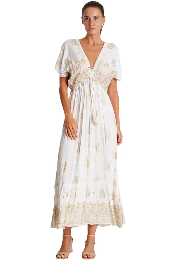 Cream & Gold Maxi Dress