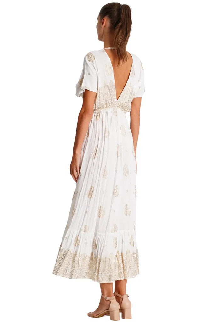 Cream & Gold Maxi Dress