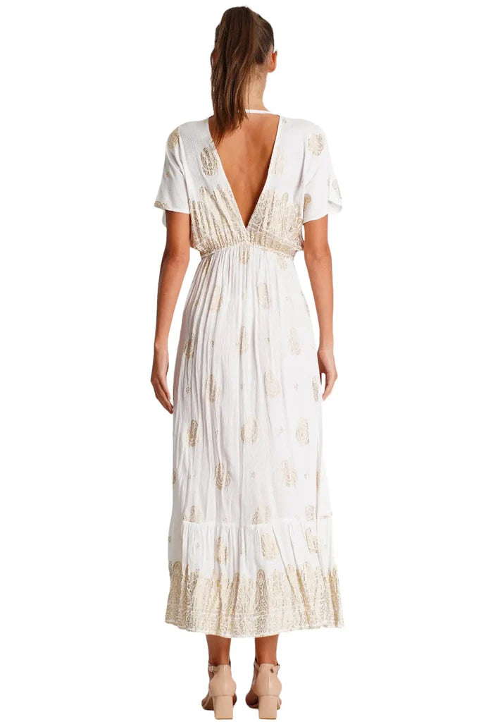 Cream & Gold Maxi Dress