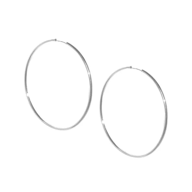 Large Silver Hoop Earrings - 2 3/4"