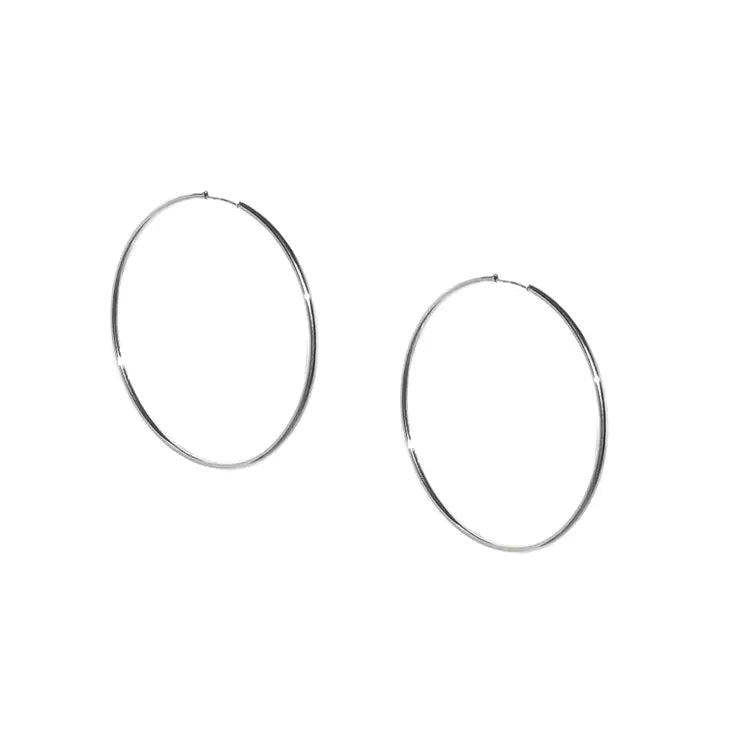 Silver Hoop Earrings - 2 1/4"