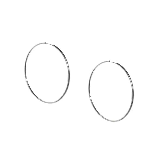 Silver Hoop Earrings - 2 1/4"