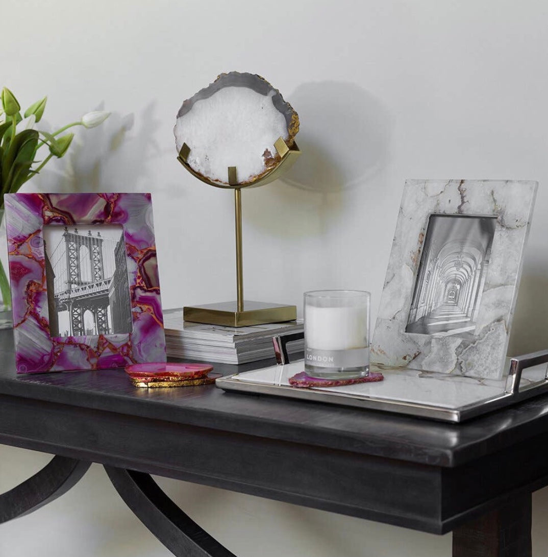 White Agate Photo Frame 5x7