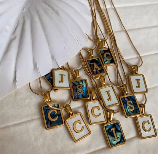 Abalone Initial Necklace