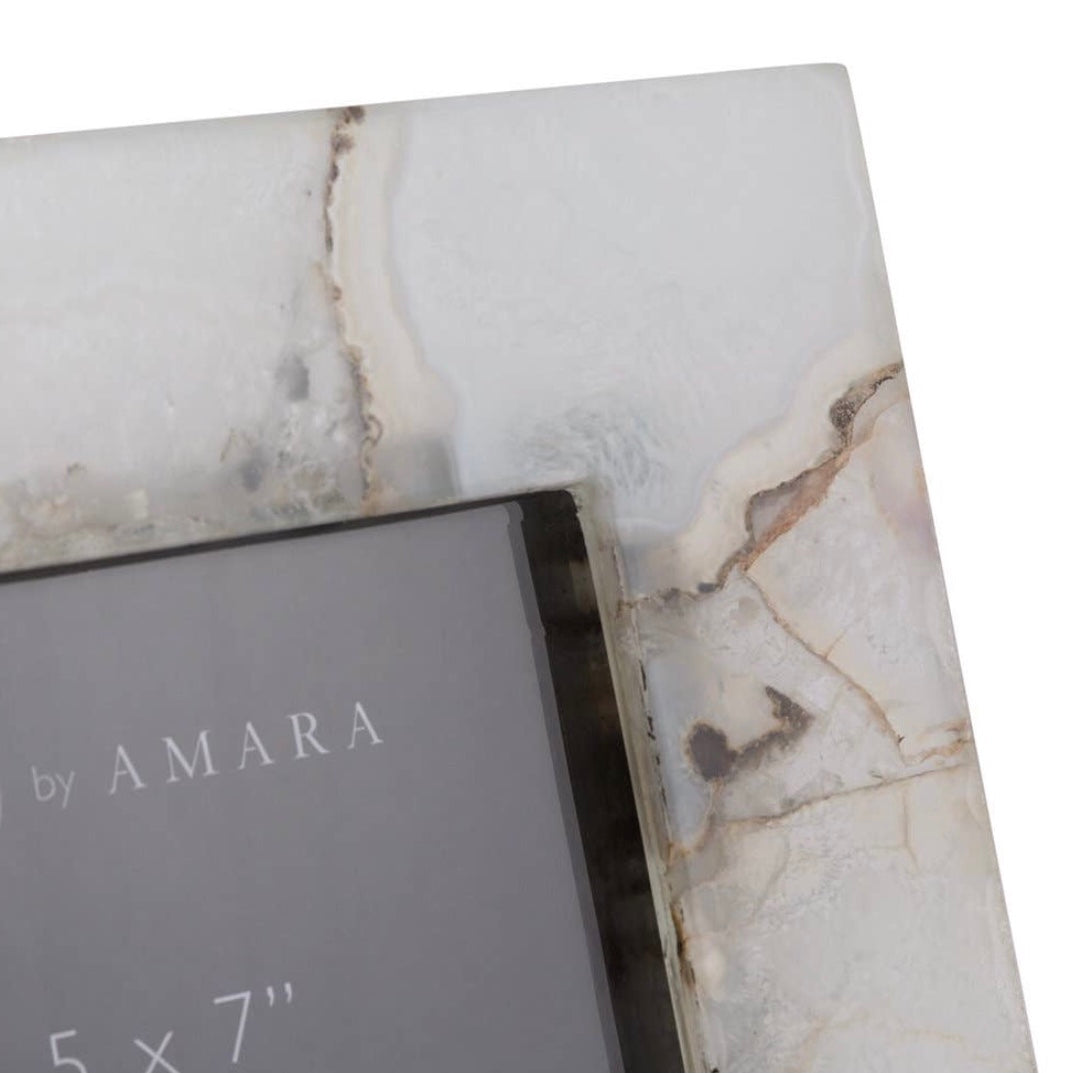White Agate Photo Frame 5x7