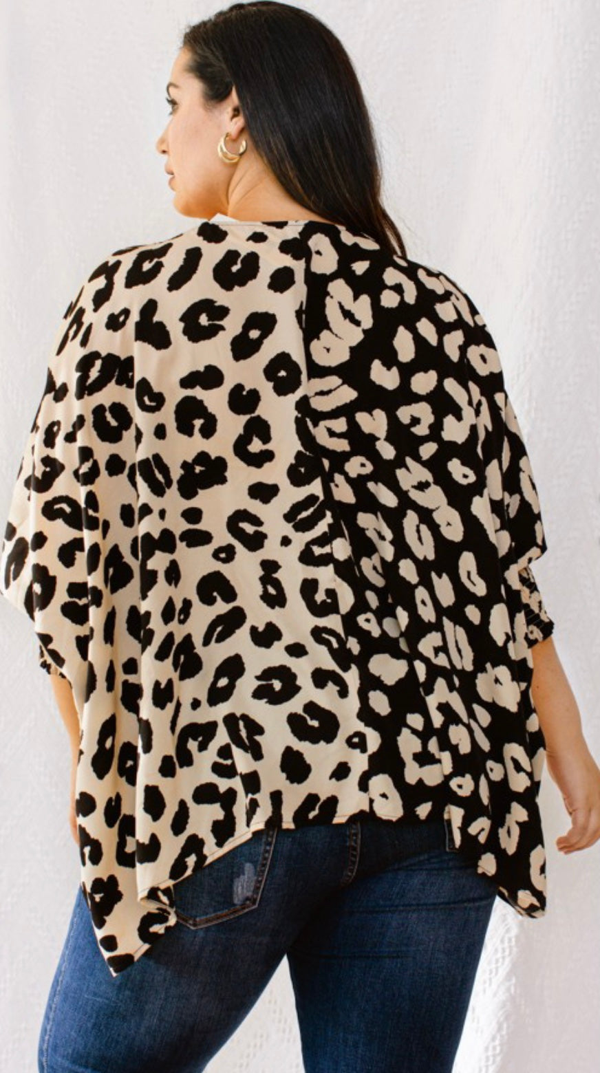 Curve - Black & Cream Animal Print Top