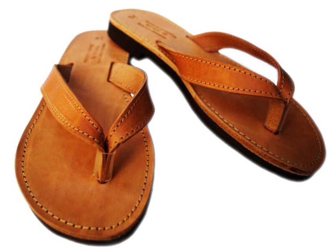 Tan Leather Flip Flops