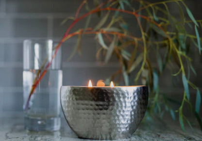 Sage &  Vetiver Candle in Hammered Silver Bowl