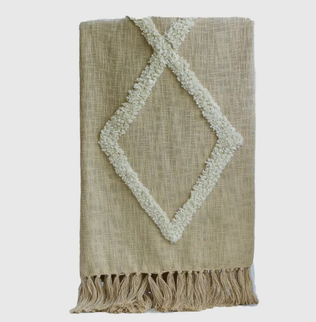 Tufted Cotton Throw - Champagne