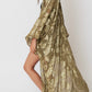 Olive Kimono with Gold Print