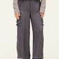 Grey Satin Cargo Pant