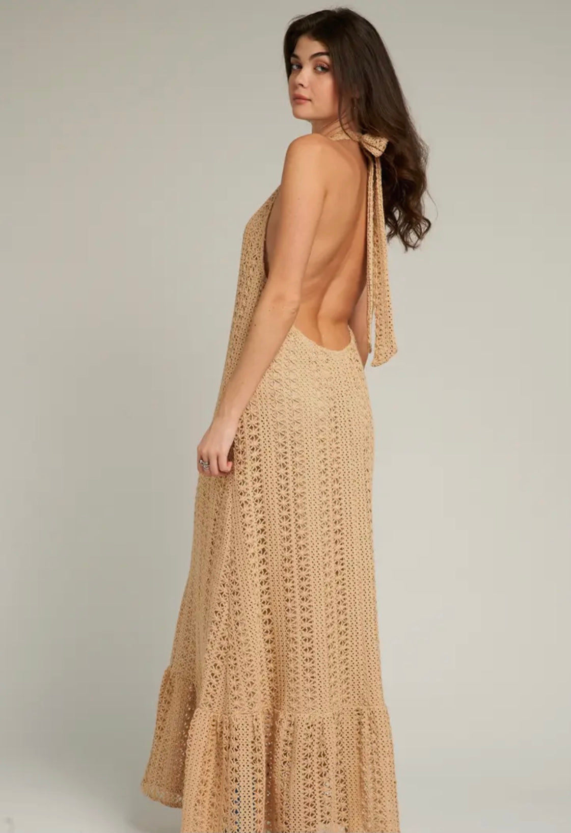 Tan Crochet Dress