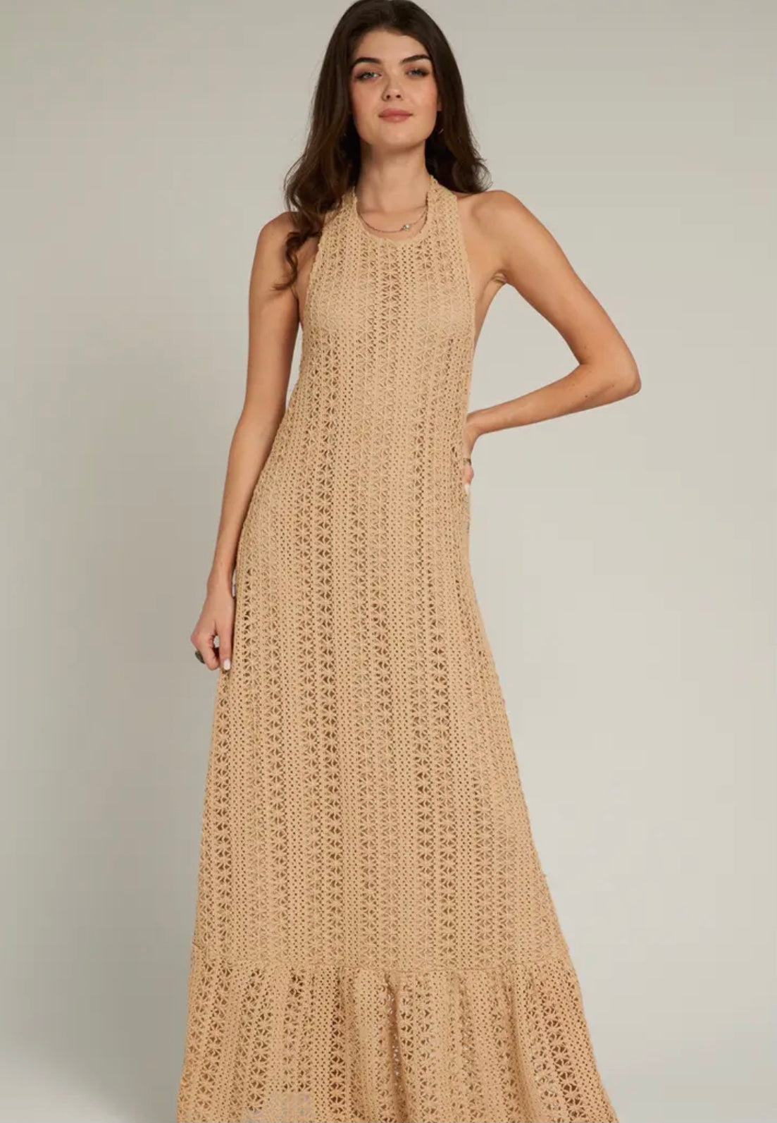 Tan Crochet Dress