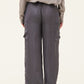 Grey Satin Cargo Pant