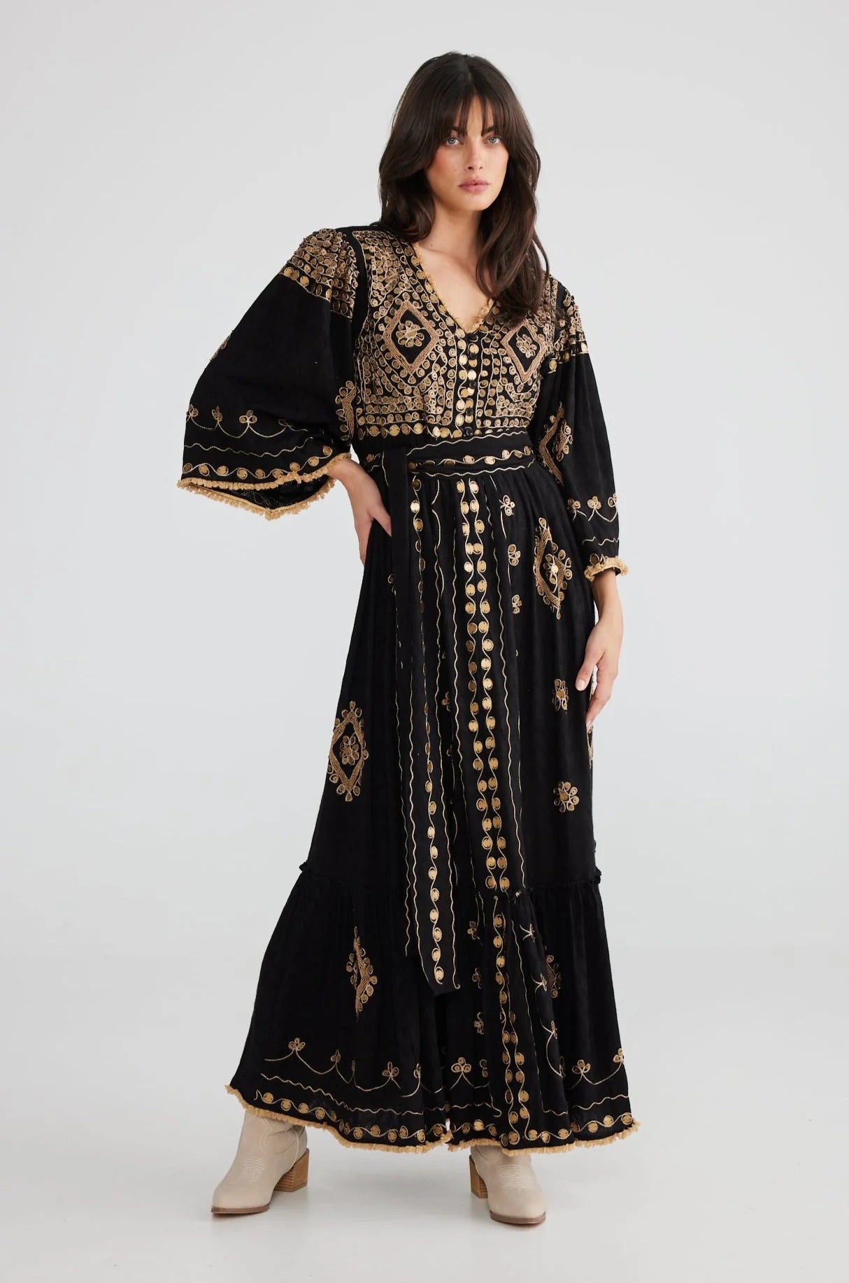 Black and Gold Maxi Dress