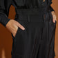 Black Satin Cargo Pant