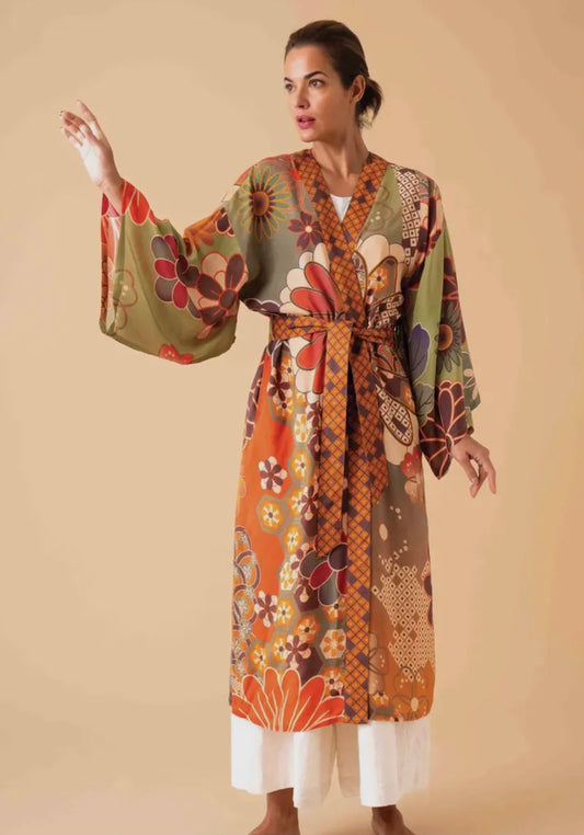 70s Kimono Gown in Sage