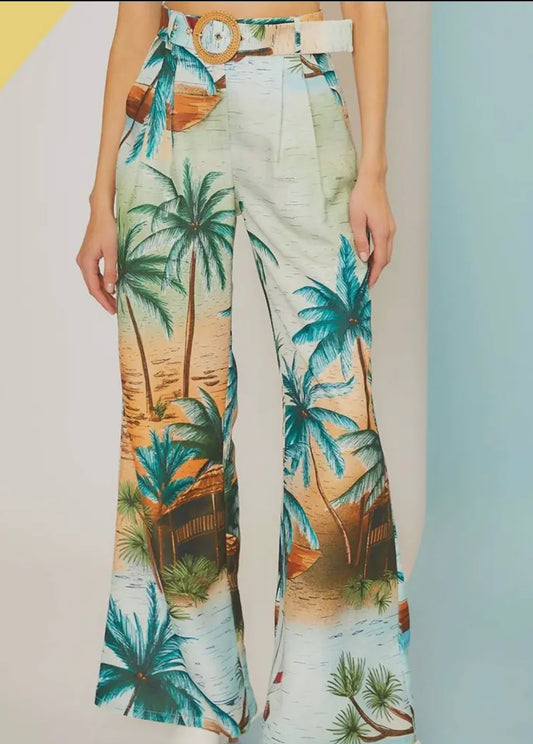 Palm Print Pants