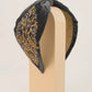 Embellished Wide Velvet Embroidered Headband in Charcoal