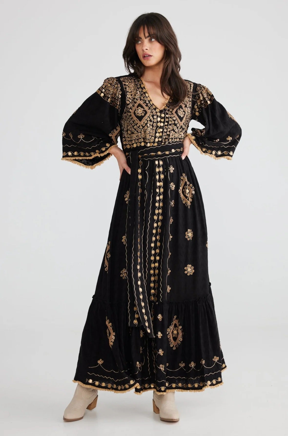 Black and Gold Maxi Dress