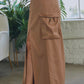 Tan Faux Leather Cargo Skirt