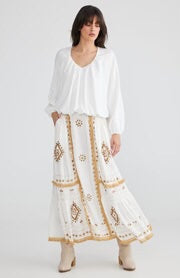 White Skirt with Gold Embroidered Sequin