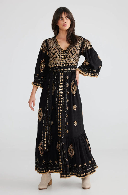 Black and Gold Maxi Dress