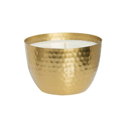 Mistletoe and Holly Candle in Hammered Gold Bowl