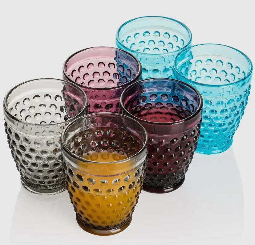 Handcrafted Colored Hob Nail Glasses